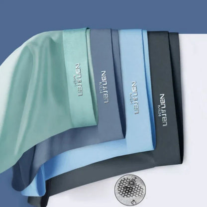 Homixa men's breathable solid-color boxer shorts in a 4-pack with wide waistbands, displayed in a close-up view.