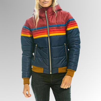 Emily Carter women's quilted puffer jacket with a stylish, padded design and a high collar for warmth and comfort.