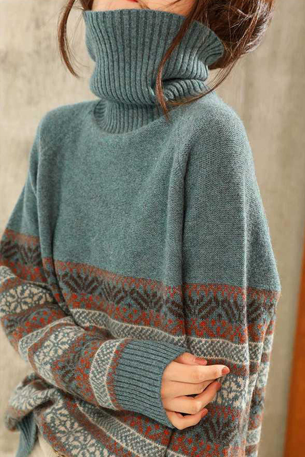 Homixa women's sweater from the Everyday Layer Lily Edit, shown in a cozy, stylish knit with a relaxed fit and soft fabric.