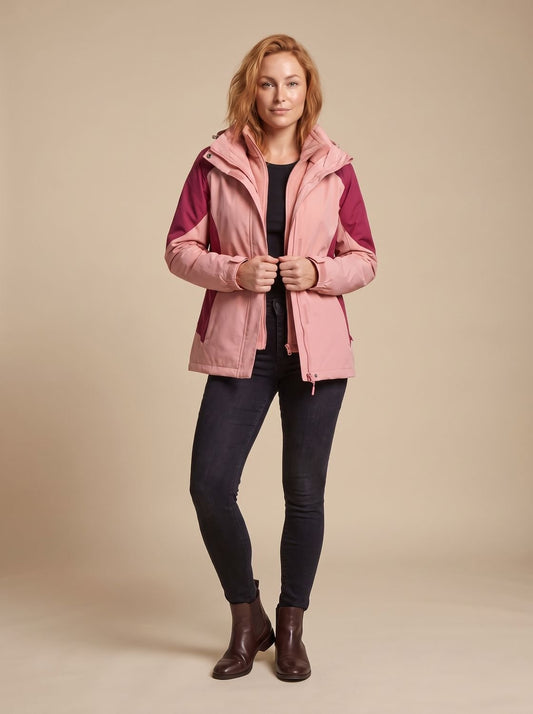 Homixa 2-in-1 fleece softshell jacket with removable liner and adjustable hood, shown in a versatile outdoor style.