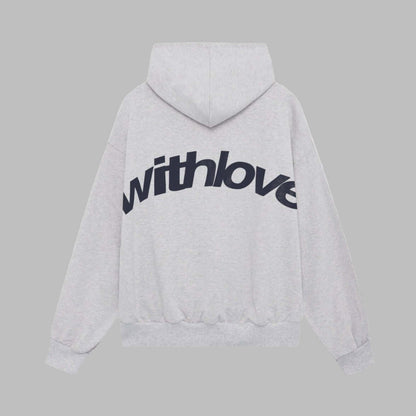 Homixa Avelune women's graphic hoodie with dropped shoulders, ribbed cuffs, and gathered hem, shown in a stylish casual fit.