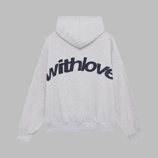 Homixa Avelune women's graphic hoodie with dropped shoulders, ribbed cuffs, and gathered hem, shown in a stylish casual fit.