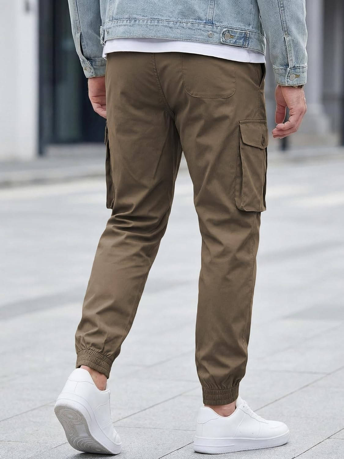 Homixa Belvora men's cargo joggers with drawstring waist, flap pockets, and tapered cuffs, casual and comfortable men's pants.