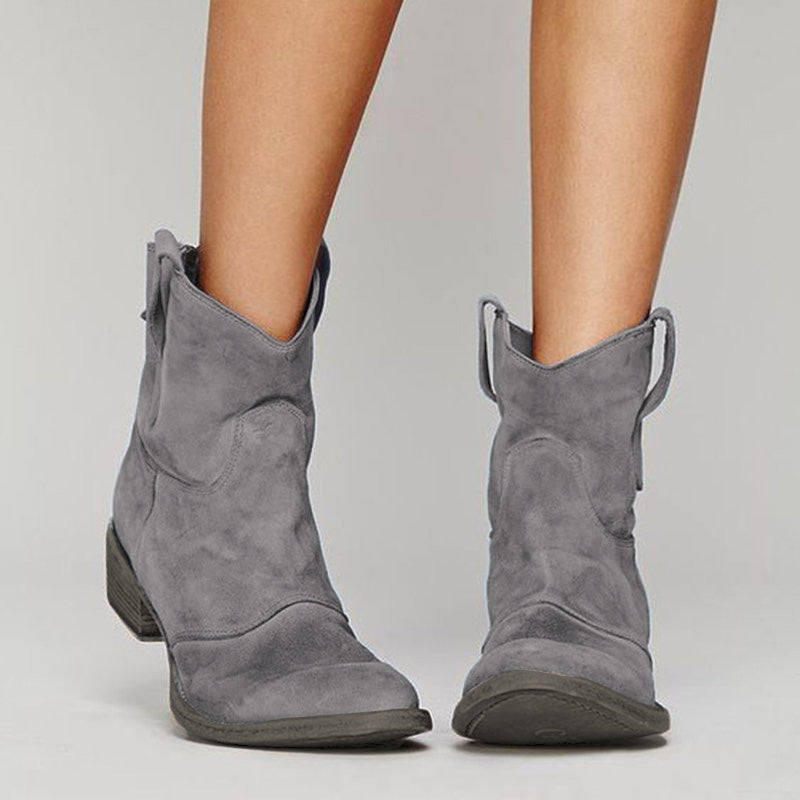 Homixa women's cowboy boots featuring classic leather design and decorative stitching, perfect for everyday Western-style footwear.