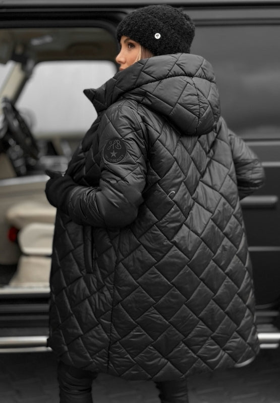 Women's Emily Carter jacket with stitched diamond panel design, featuring a stylish fit and lightweight fabric.