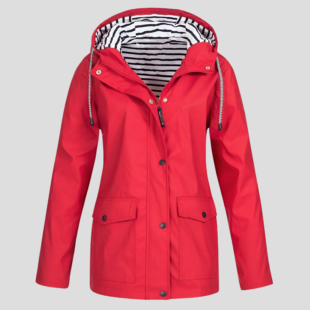 Beckmiller women's water-resistant and wind-resistant hooded jacket, lightweight outdoor attire with a hood and stylish design.