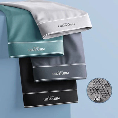 Homixa men's breathable boxer shorts pack featuring four solid-color pairs with wide waistbands, designed for comfort and style.