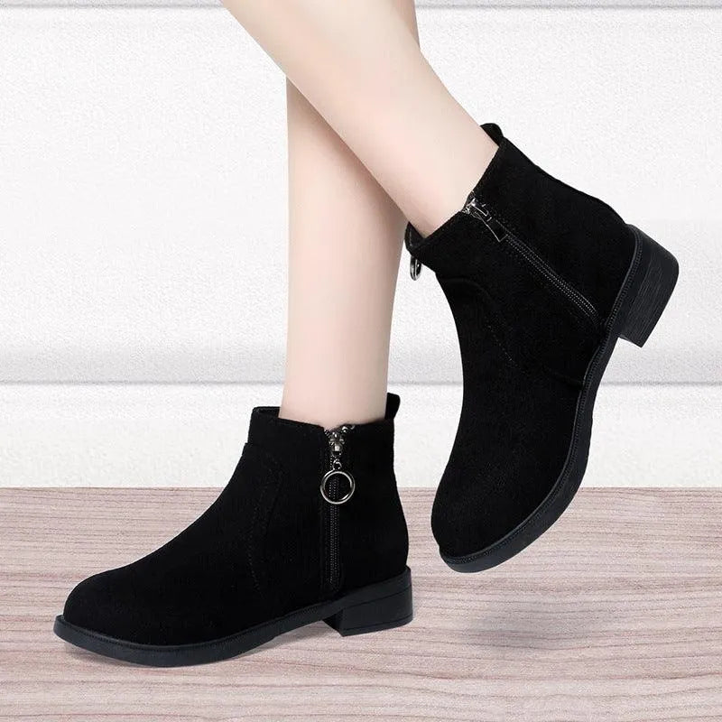 Homixa women's ankle boots with chunky-knit style, featuring a cozy, textured design perfect for casual and fall outfits.