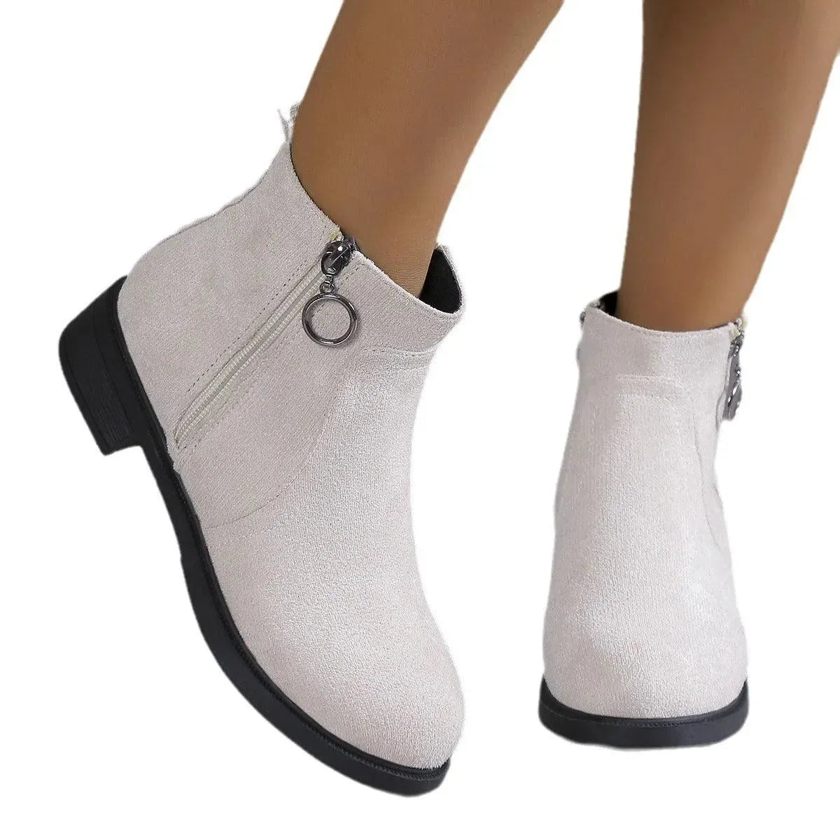 Homixa Adeline women's ankle boots with chunky knit design, block heel, lace-up fastening, and casual, cozy style.
