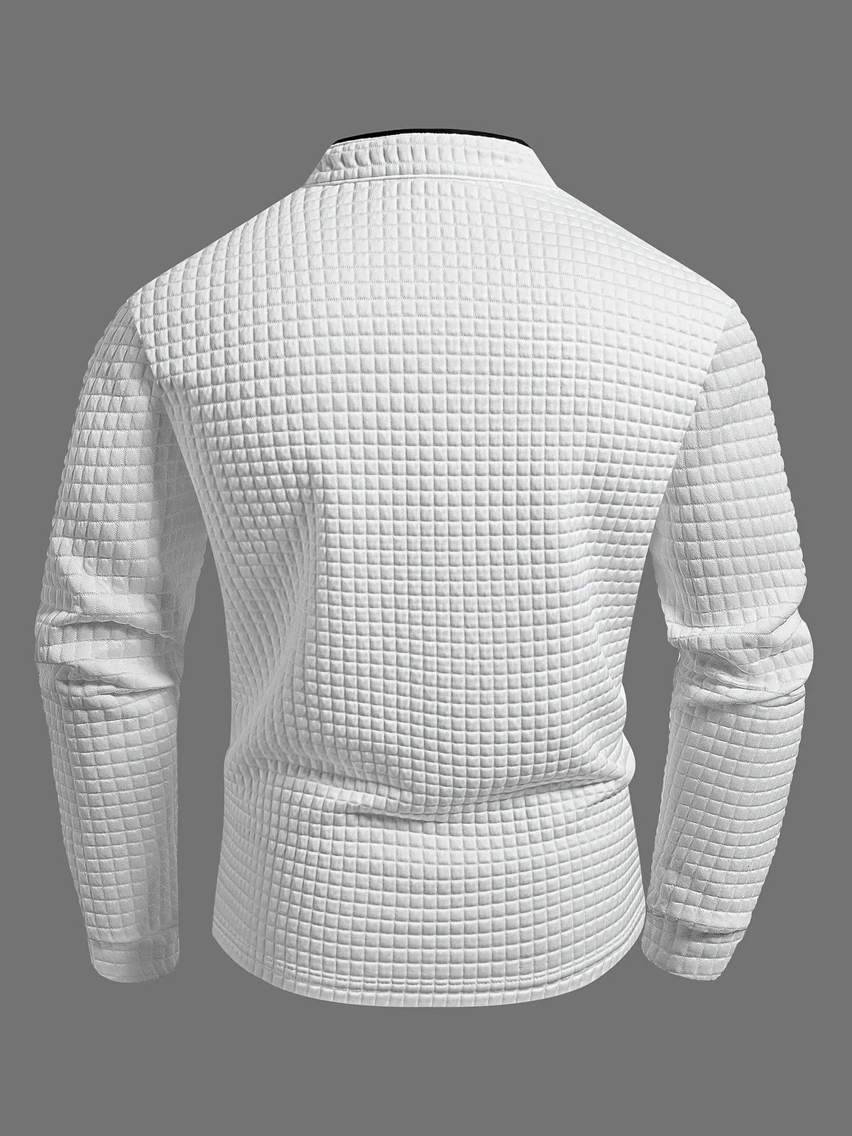Homixa men's solid color knit Henley shirt with button-front and checked pattern, casual and comfortable for everyday wear.