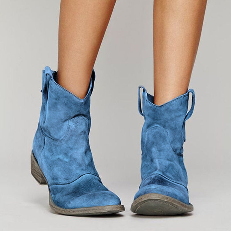 Homixa women's cowboy boots featuring classic leather design and decorative stitching, ideal for everyday western-inspired footwear.
