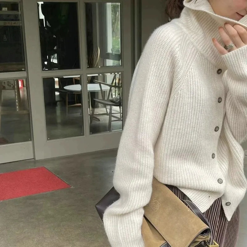 Homixa women's relaxed fit turtleneck sweater, showcasing soft knit fabric and classic design in a cozy, stylish fit.