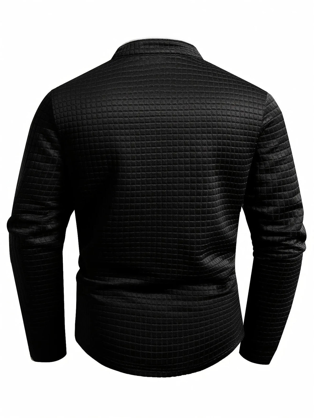 Homixa men's solid color knit Henley shirt with checked pattern and button-front, casual men's long-sleeve knit top.