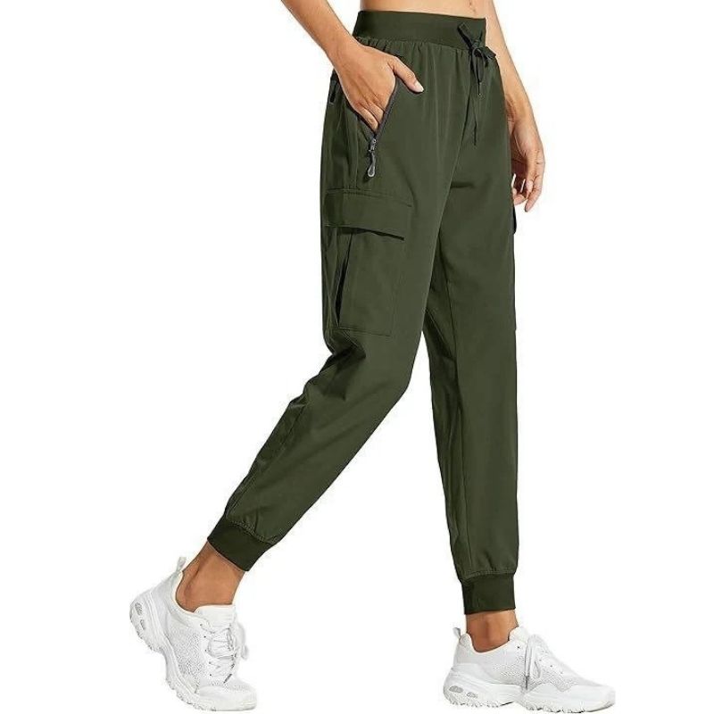 Women's Olive & Evy cargo joggers, lightweight quick-dry hiking pants with a relaxed fit and multiple pockets for casual or outdoor wear.