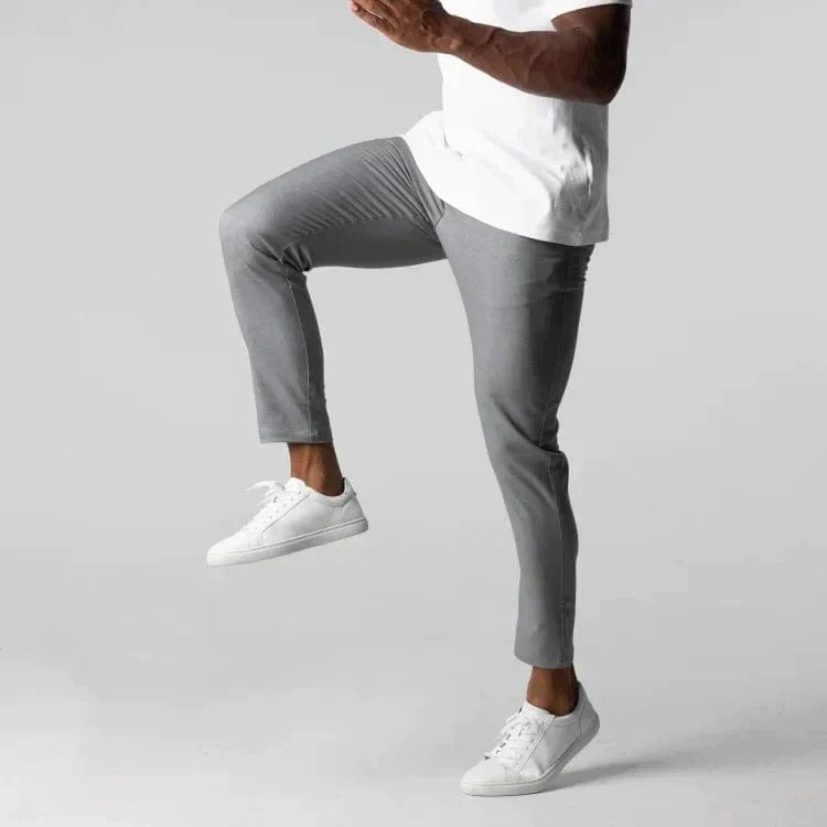 Beckmiller men's stretch chino pants, slim-fit ankle-length casual trousers in soft, breathable fabric, stylish and comfortable.
