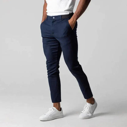 Beckmiller men's stretch chino pants, slim fit, ankle-length, casual soft breathable fabric for comfortable and stylish wear.