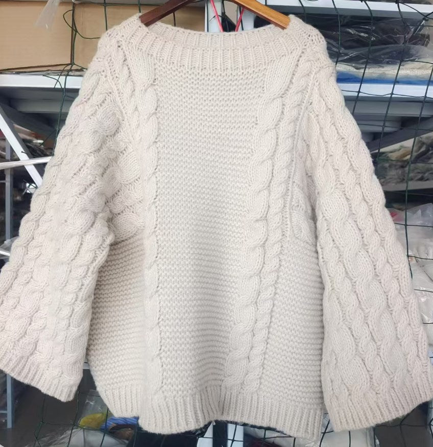 Women’s cable knit sweater by Homixa with detailed cable-knit pattern, cozy and stylish for casual wear.