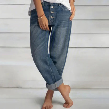 BVNV Tove relaxed stretch jeans for women, high-waist, straight-leg, versatile denim pants with simple, classic design.