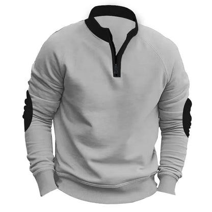 Homixa men's knit sweater with relaxed fit and quarter-zip, shown in a cozy, textured knit fabric.