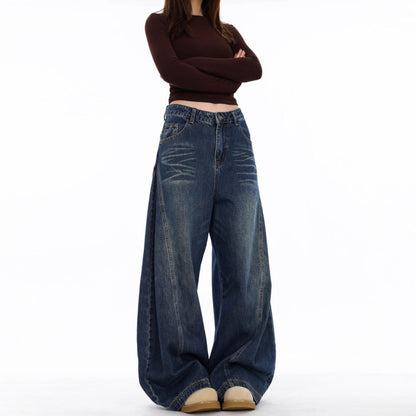 Jack Hafford Jude Wide Leg Jeans, front view showing high-waisted fit and classic denim fabric with wide legs.