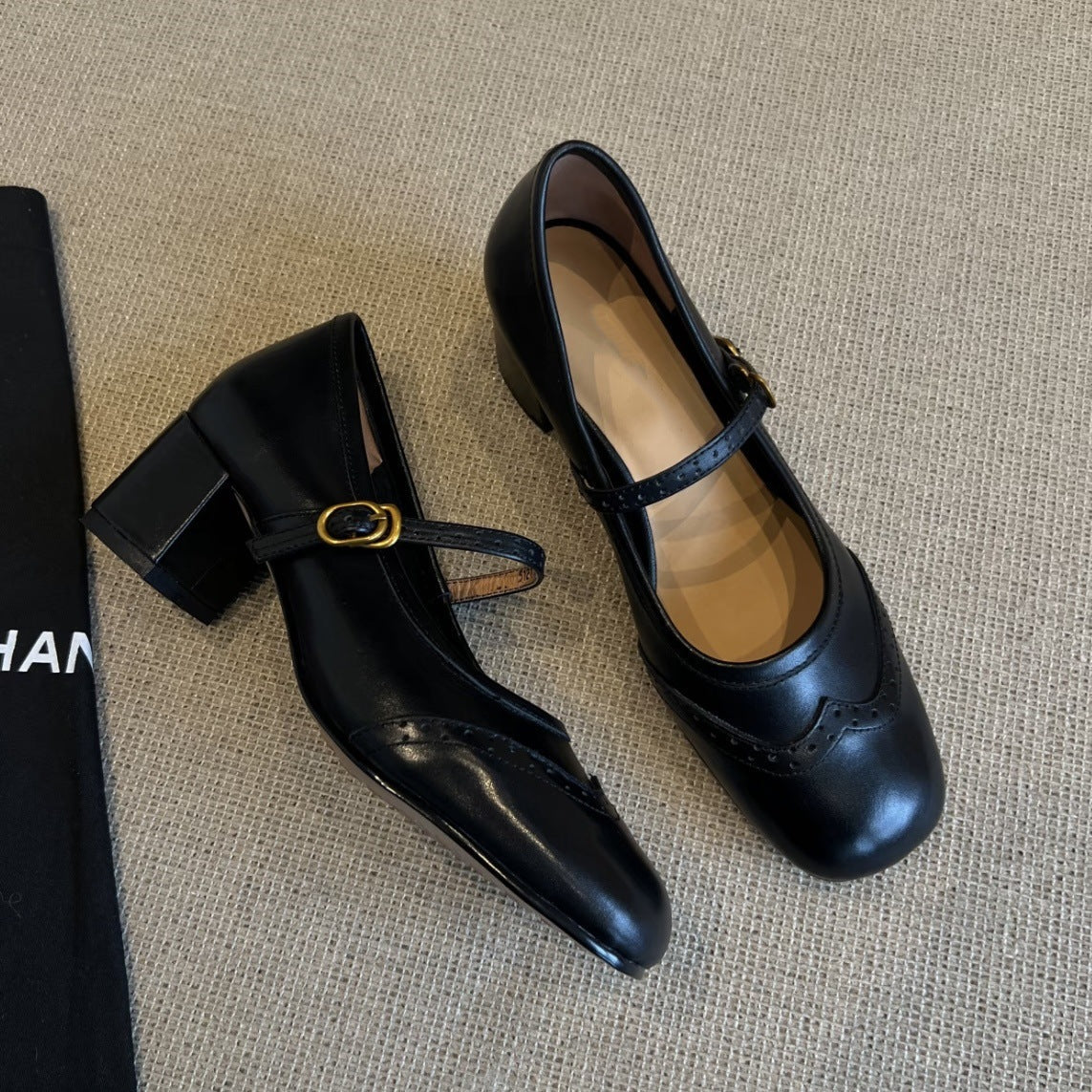 Homixa Mary Jane shoes for women with buckle detail, stylish and comfortable footwear featuring classic design and adjustable strap.