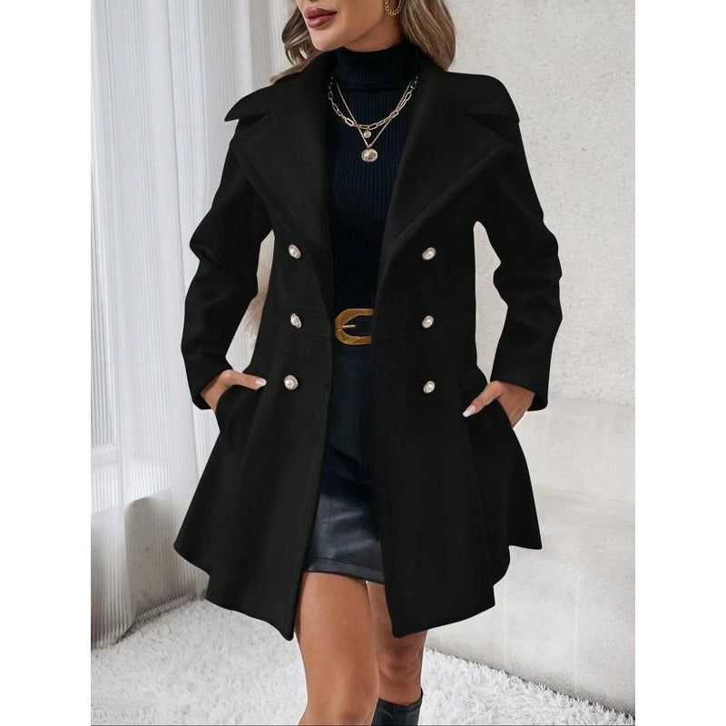 Homixa women's trench coat with tailored fit and classic design, shown on a model in a neutral setting.