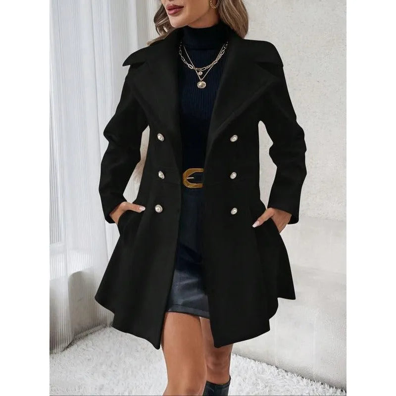 Homixa Abril women's lightweight double-breasted trench coat with belted waist, tailored classic design, stylish and versatile outerwear