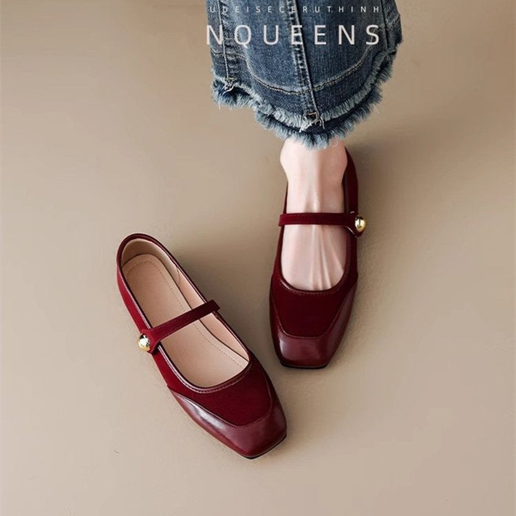 Homixa women's Mary Jane shoes with relaxed fit and buckle detail, featuring a classic style and comfortable design.