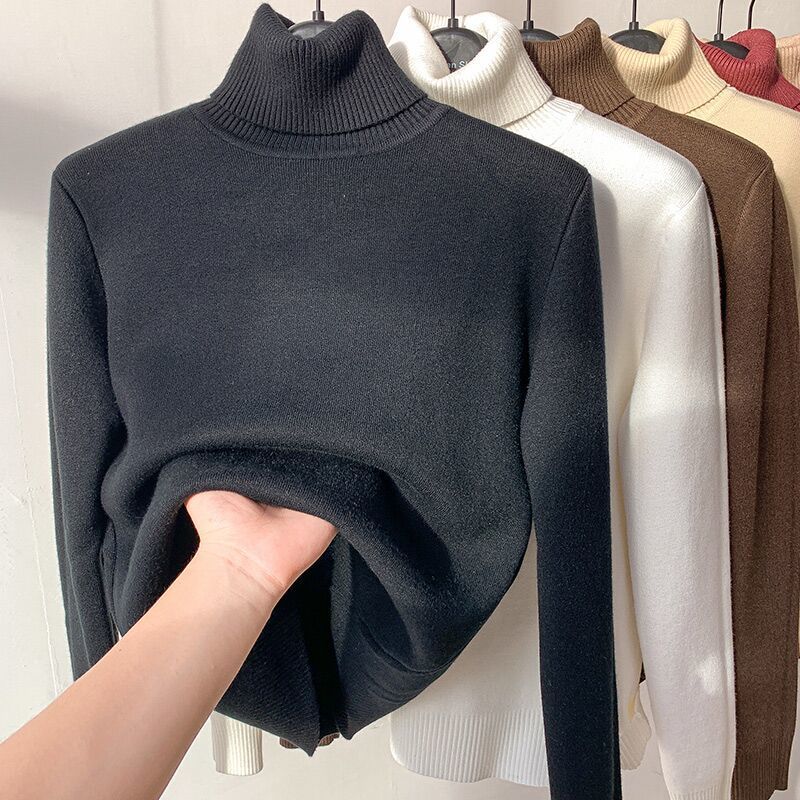 Homixa women's turtleneck sweater with sherpa detail, soft knit fabric, and cozy design perfect for casual winter wear.
