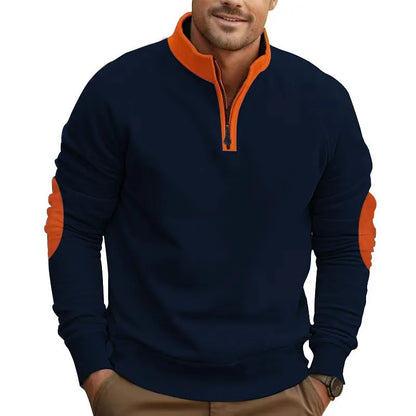Homixa men's knit sweater with relaxed fit and quarter-zip, shown in a cozy, textured fabric suitable for casual wear.