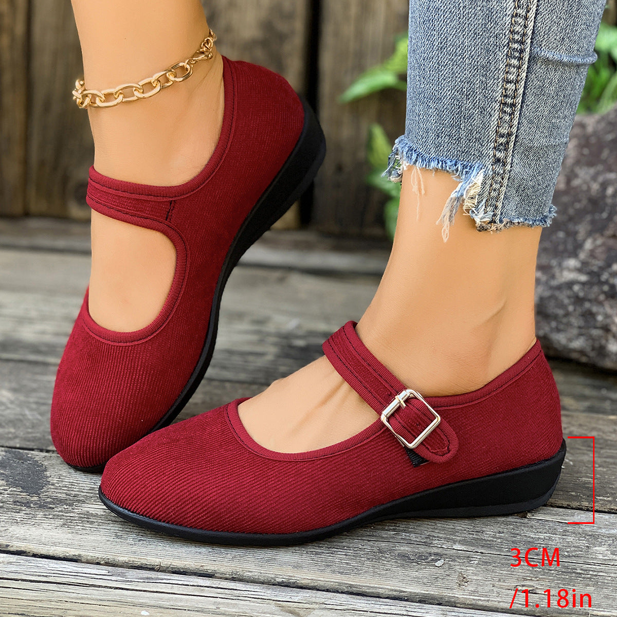 Homixa women's Mary Jane shoes with buckle detail, classic black leather with rounded toe and comfortable low heel.