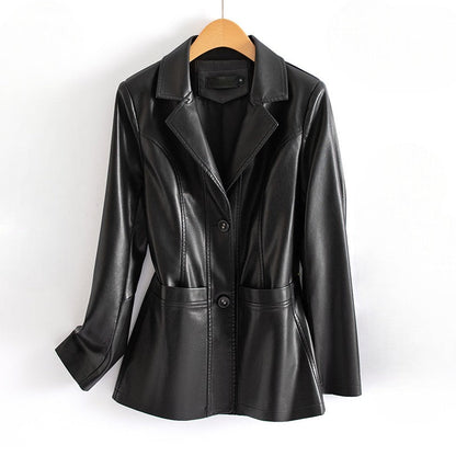 Homixa Bellatrix lambskin leather jacket with notched lapels, patch pockets, and two-button front, stylish and high-quality.