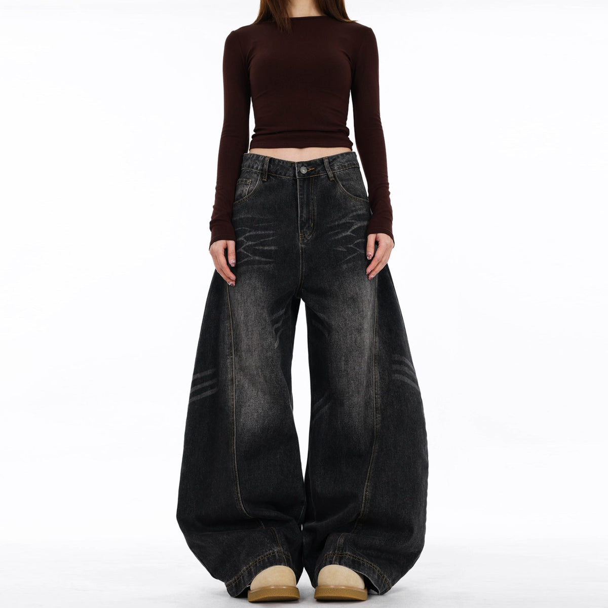 Jack Hafford Jude Wide Leg Jeans showing their relaxed fit and classic denim style on a casual model.