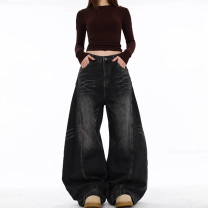 Jack Hafford Jude wide-leg jeans featuring a high-waist fit, classic denim wash, and relaxed wide-leg silhouette.