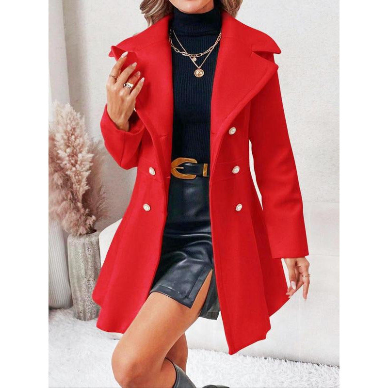 Homixa women's tailored trench coat featuring classic design and neutral color, perfect for stylish, weather-ready outfits.