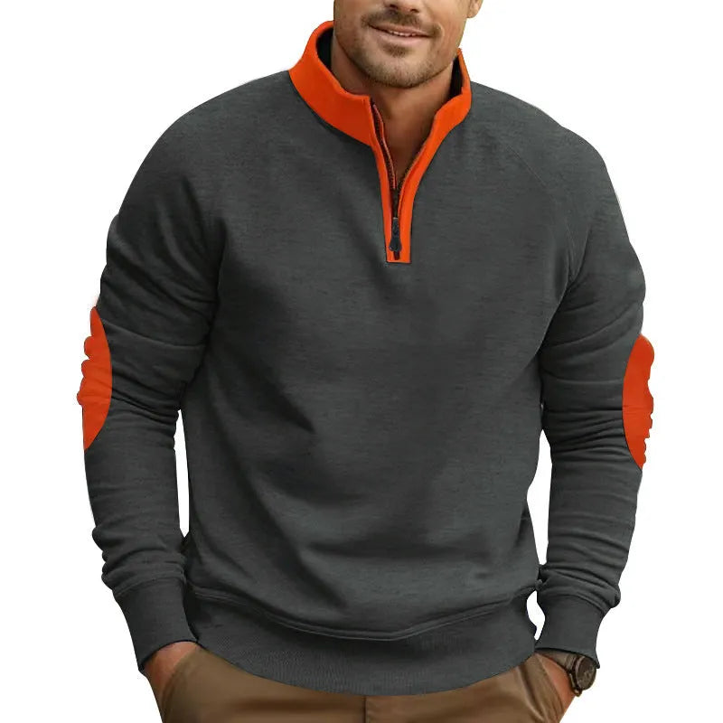 Homixa men's knit sweater with relaxed fit and quarter-zip, featuring soft, cozy fabric and stylish design.