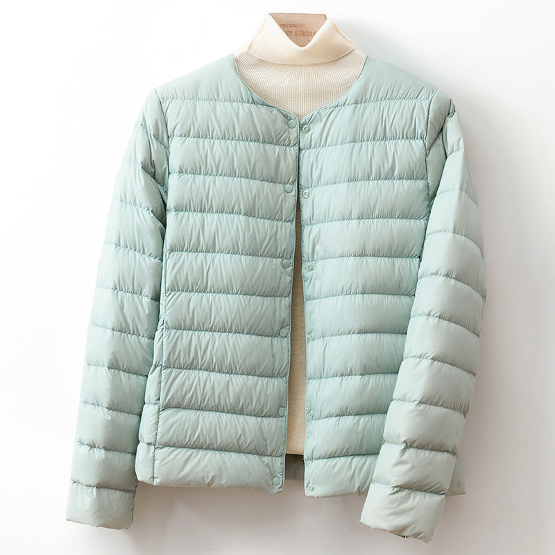 Jack Hafford Helga Down Puff Jacket in black, featuring a puffy insulated design with a high collar and zipper closure.
