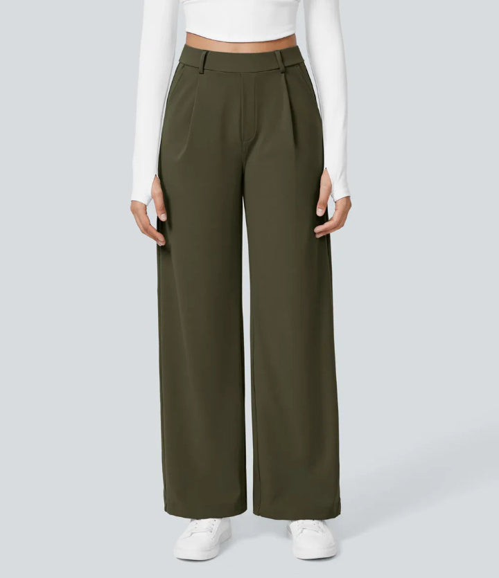 Homixa wide-leg pants for women with a relaxed fit and high waist, shown in a stylish, flowing silhouette.