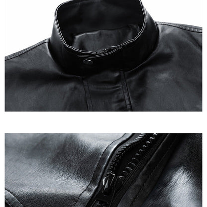 Jack Hafford Chase leather bomber jacket with ribbed collar and cuffs, featuring a sleek black leather design.