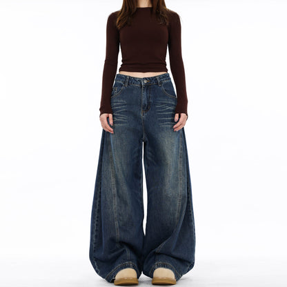 Jack Hafford Jude wide leg jeans displayed on a model, showcasing the relaxed fit and stylish denim design.