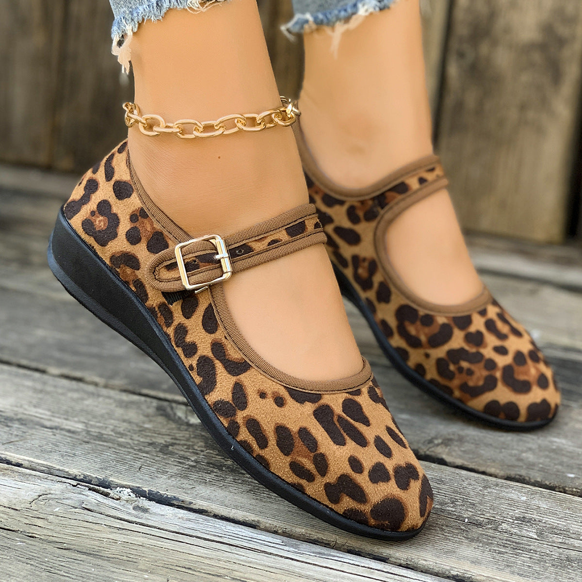 Homixa women's Mary Jane shoes with buckle detail, stylish black leather footwear for casual or formal wear.