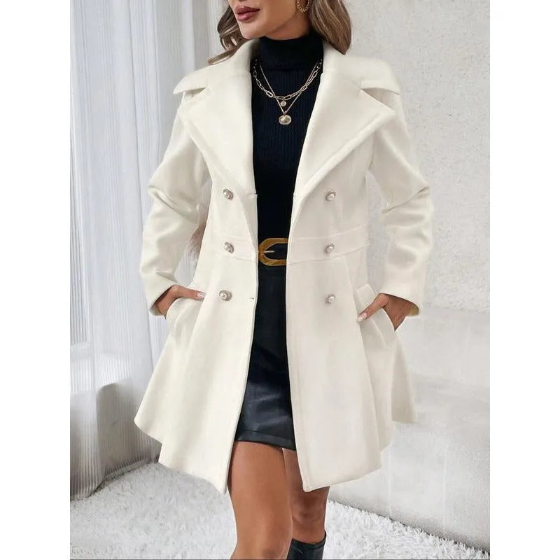 Homixa Abril women's lightweight double-breasted trench coat with belted waist, tailored classic design, stylish and versatile outerwear.
