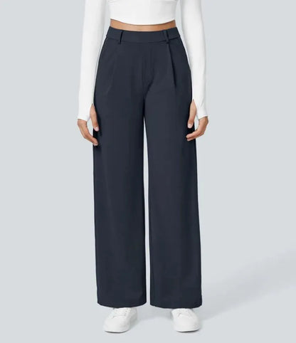 Homixa Anya women's high-waisted wide-leg pants with relaxed fit and flowing fabric, shown in a stylish, comfortable design.
