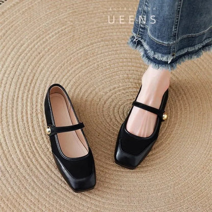 Homixa Mireille women's casual round-toe Mary Jane shoes with buckle detail, comfortable and stylish for everyday wear.