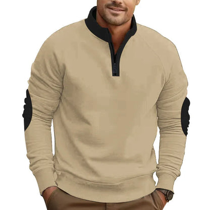 Homixa men's knit sweater with relaxed fit and quarter-zip, soft knit fabric, shown in a casual, comfortable style.
