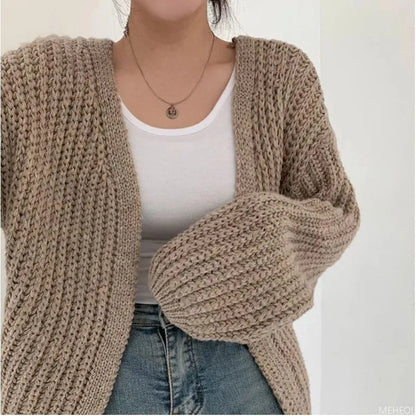 Homixa Farrah women's oversized knit cardigan with chunky textured construction, cozy casual style, and relaxed fit.