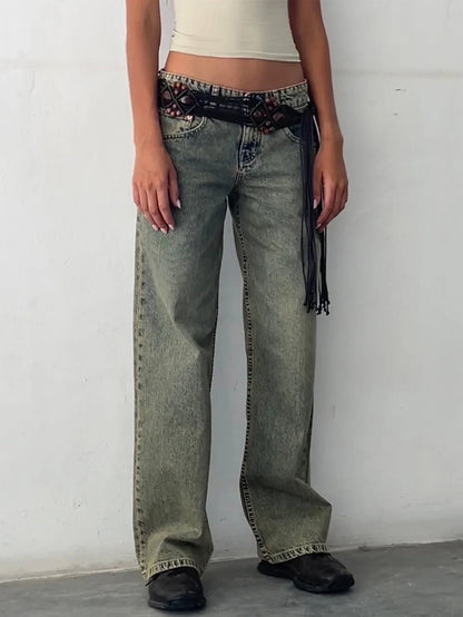 Loppist SYLVAINE™ vintage casual baggy jeans with relaxed fit, denim fabric, and classic five-pocket design.