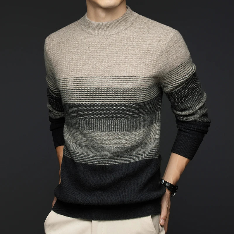 Jack Hafford Highland Wool Sweater featuring a cozy knit design in earthy tones and a classic fit.
