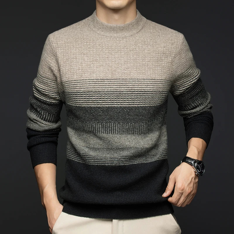 Highland Wool Sweater by Jack Hafford featuring a cozy, textured knit in earthy tones.