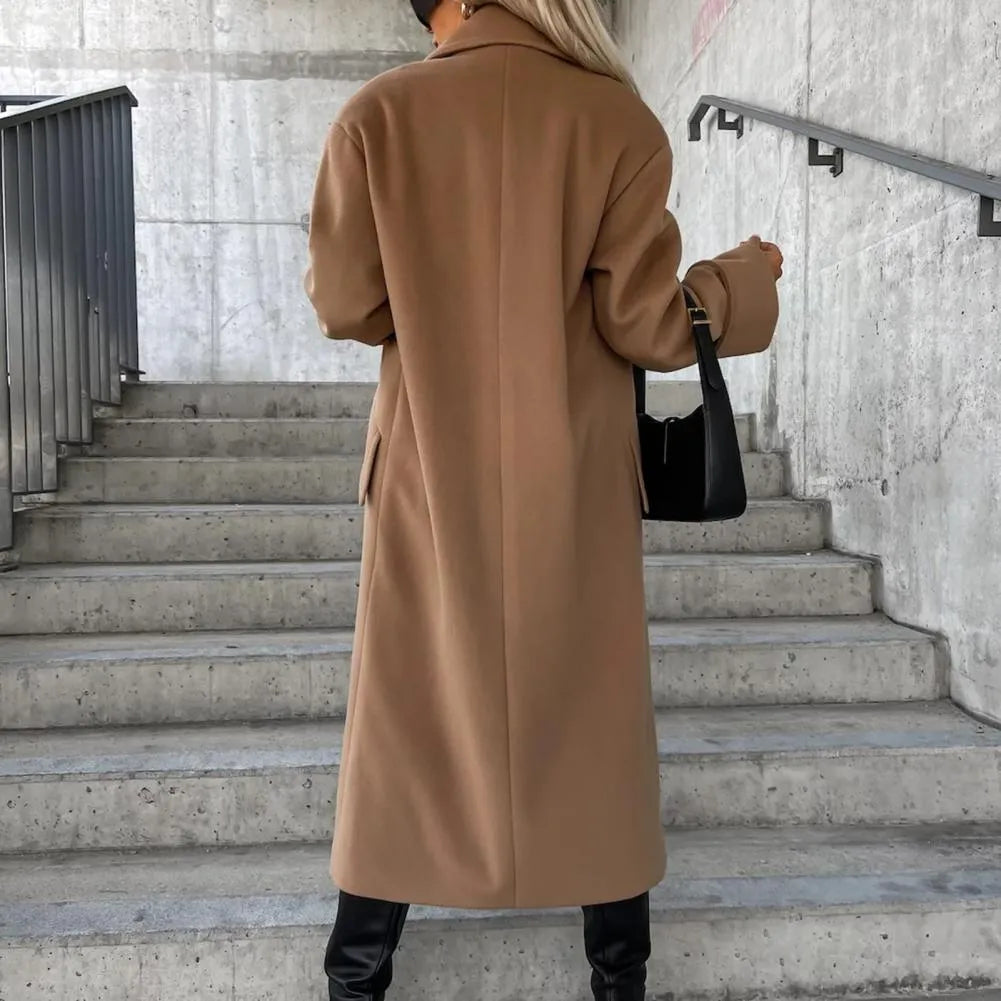 Homixa Yasmin women's lightweight double-breasted trench coat with belted waist, tailored outdoor outerwear in neutral fabric.